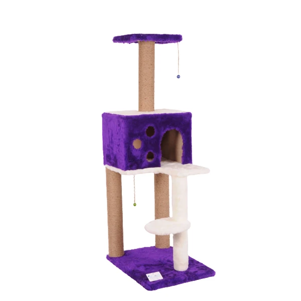[S09MR] Cat Hause S09 Kare Yuvalı Basamaklı Kedi Tırmalama Evi (Mor)