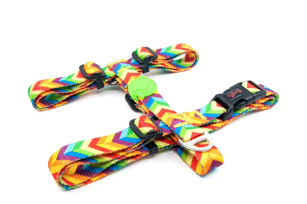 [WEECOLRBWXS] Tailpetz Rainbow Desenli Köpek Göğüs Tasması 19-33x22-37 Cm