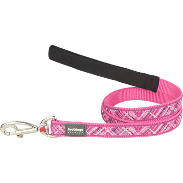 [L4-FN-HP-20] Red Dingo Flanno Desenli Köpek Uzatma Tasması Pembe (20 Mm)