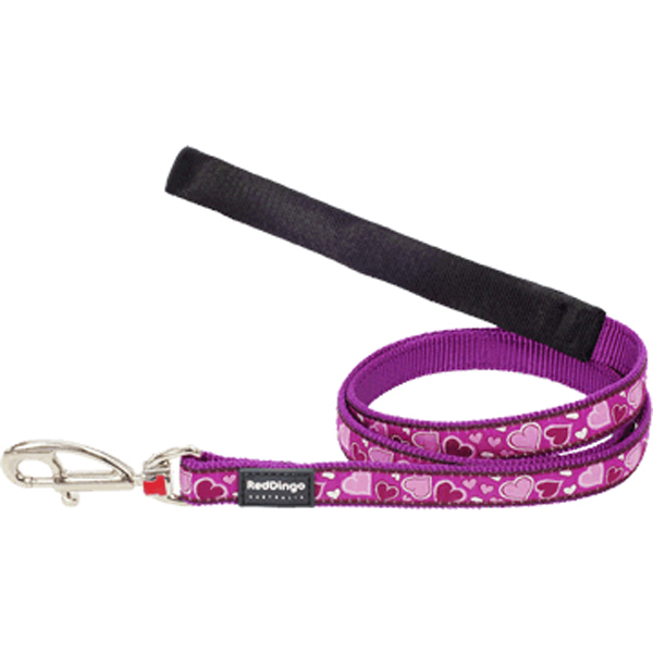 [L4-BZ-PU-12] Red Dingo Breezy Love Desenli Köpek Uzatma Tasması (Mor, 12 Mm)