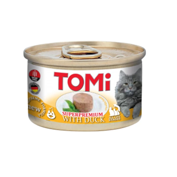 [650-6000741F] Tomi Kıyılmış Ördekli Tahılsız Yetişkin Konserve Kedi Maması (1 Adet)