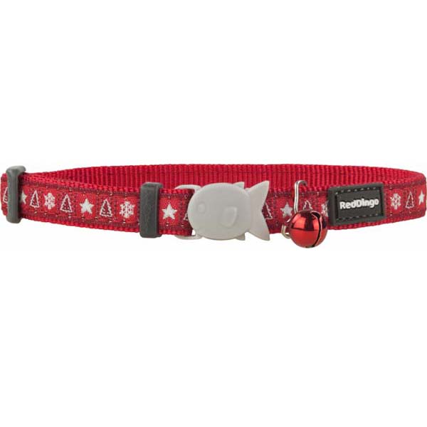 [CC-SP-RE-12] Red Dingo Santa Paws Desenli Kedi Boyun Tasması 12 Mm