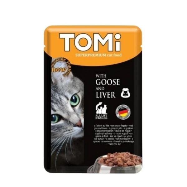 [1000360] Tomi Kaz Eti ve Ciğerli Pouch Yetişkin Konserve Kedi Maması (1 Adet)