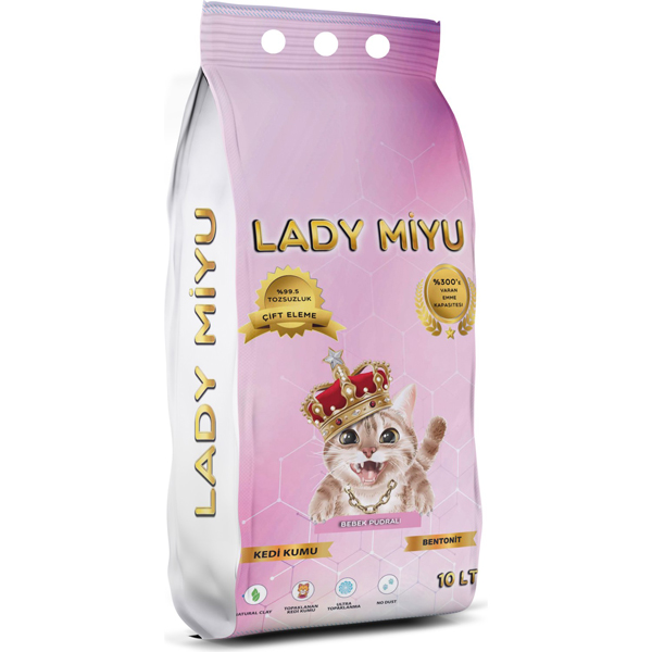 [8683220545067] Lady Miyu Bebek Pudralı Süper Topaklanan Bentonit Doğal Kedi Kumu