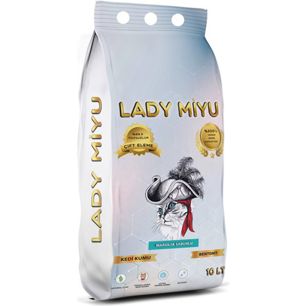 [8683220545074] Lady Miyu Marsilya Sabunlu Süper Topaklanan Bentonit Doğal Kedi Kumu