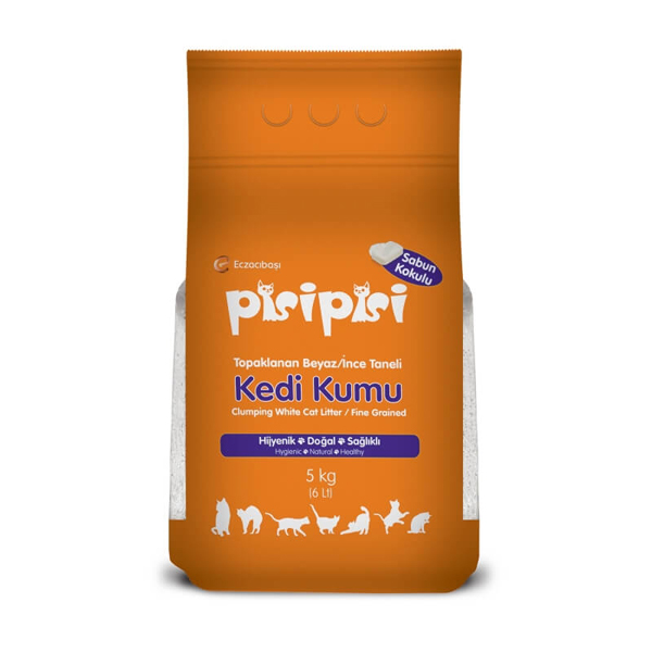 [8699349880088] Pisi Pisi Sabunlu Topaklanan Bentonit Kedi Kumu İnce (5 Kg)