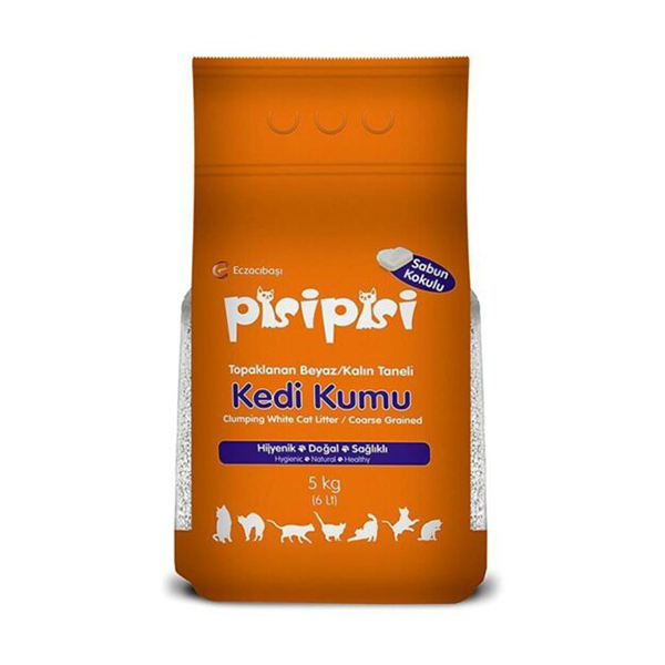 [8699349880101] Pisi Pisi Sabunlu Topaklanan Bentonit Kedi Kumu Kalın (5 Kg)