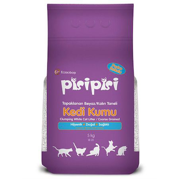 [8699349880064] Pisi Pisi Bebek Pudralı Topaklanan Bentonit Kedi Kumu Kalın (5 Kg)