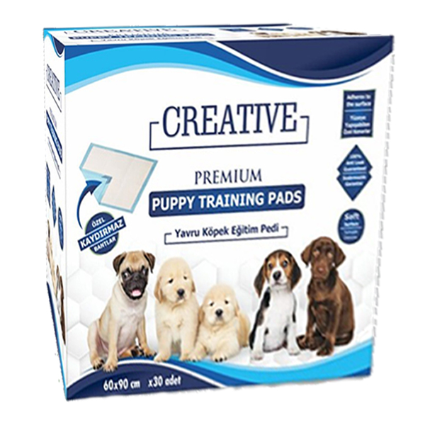 [2091] Creative Kaydırmaz Yapışkan Kenarlı Köpek Eğitim Çiş Pedi 30 Adet