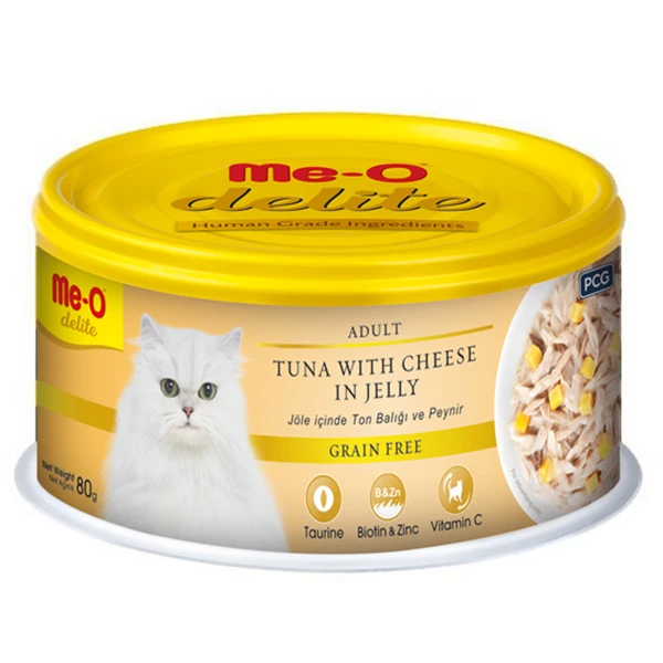 [TR5CCN1580] Meo Delite Tahılsız Jöleli Ton Balıklı ve Peynirli Yetişkin Konserve Kedi Maması (1 Adet)