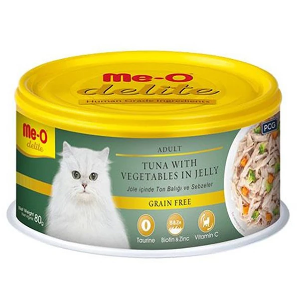 [TR5CCN1480] Meo Delite Tahılsız Jöleli Ton Balıklı ve Sebzeli Yetişkin Konserve Kedi Maması (1 Adet)