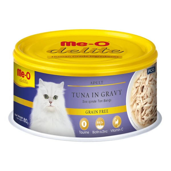 [TR5CCN1080] Meo Delite Tahılsız Soslu Ton Balıklı Yetişkin Konserve Kedi Maması (1 Adet)