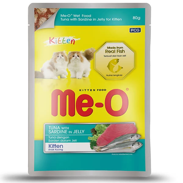 [TR5CKP2N8580] Meo Kitten Jöleli Ton Balık ve Sardalyalı Yavru Konserve Kedi Maması (1 Adet)