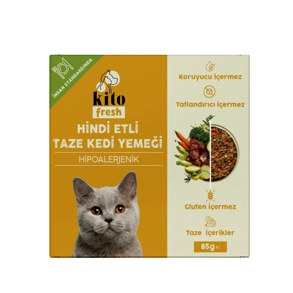 [206-77712] Kito Fresh Hindi Etli Hipoalerjenik Taze Kedi Yemeği