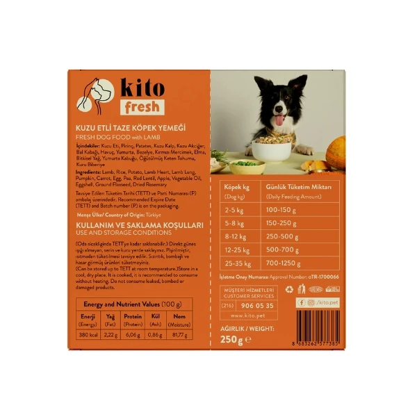 [205-77446] Kito Fresh Kuzu Etli Hipoalerjenik Taze Köpek Yemeği