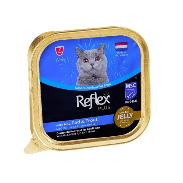 [RFK-70] Reflex Plus Jöle İçinde Parça Morina ve Alabalıklı Yetişkin Konserve Kedi Maması (1 Adet)