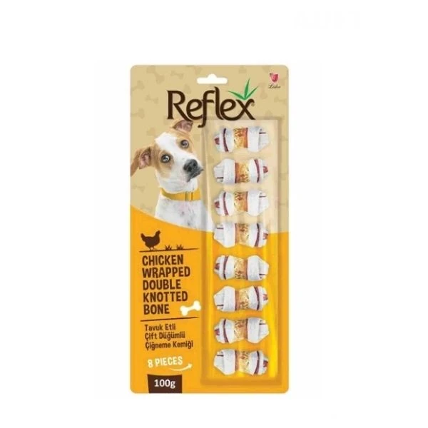 [RFT-121] Reflex Tavuk Etli Çift Düğümlü Sekizli Çiğneme Kemiği Köpek Ödülü (1 Adet)