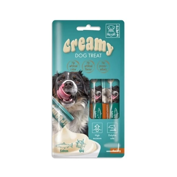 [08-09-MPE] M-Pets Creamy Somonlu ve Biftekli Sıvı Köpek Ödül Maması