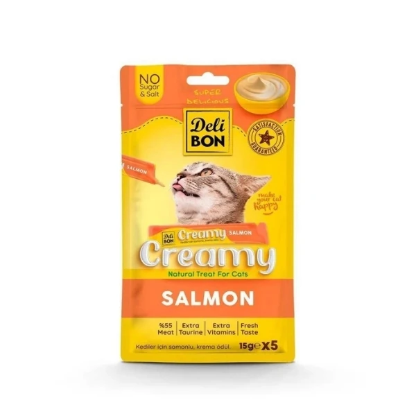 [CREAMY5X15SALMON] Delibon Creamy Somonlu Sıvı Kedi Ödül Maması (1 Adet)