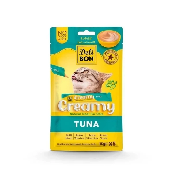 [CREAMY5X15TUNA] Delibon Creamy Ton Balıklı Sıvı Kedi Ödül Maması (1 Adet)