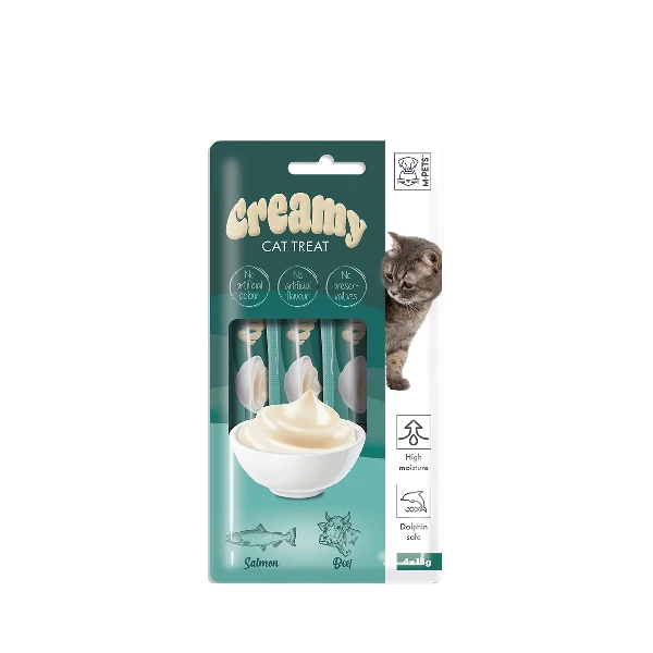 [08-05-MPE] M-Pets Creamy Somonlu ve Biftekli Sıvı Kedi Ödülü (1 Adet)