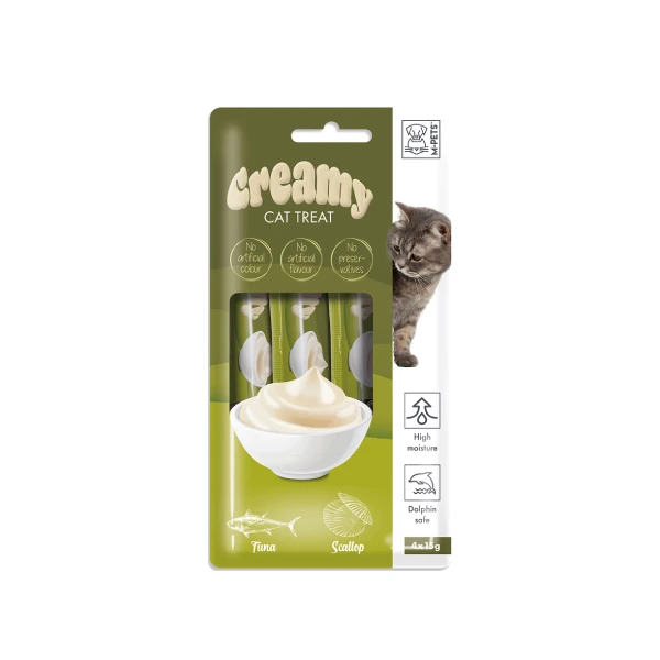 [08-03-MPE] M-Pets Creamy Deniz Taraklı ve Ton Balıklı Sıvı Kedi Ödülü (1 Adet)