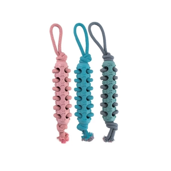 [520-501710] Eastland Kemik Desenli İpli Plastik Köpek Çiğneme Oyuncağı