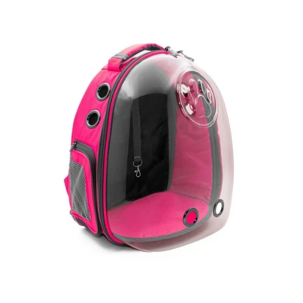 [NEWVISIONPINK] Cattie Şeffaf Kedi ve Küçük Irk Köpek Taşıma Sırt Çantası (Pembe)