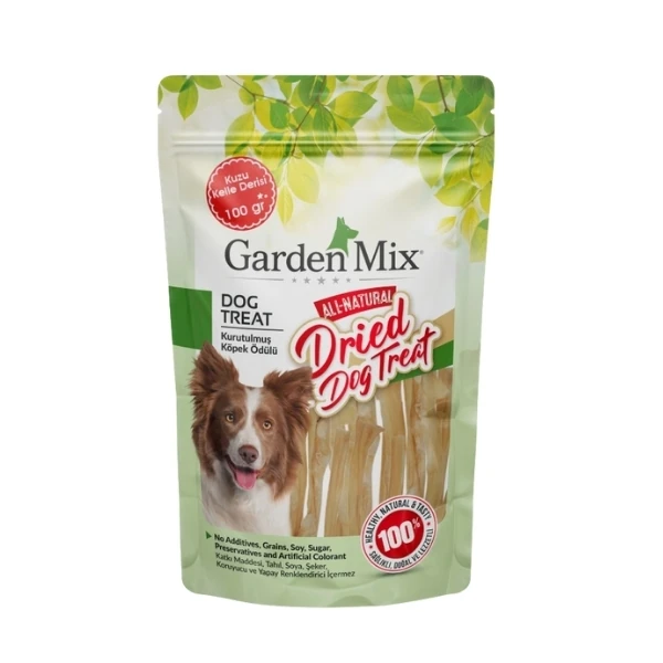 [571-14] Garden Mix Kurutulmuş Kuzu Kelle Derisi Köpek Ödül Maması (1 Adet)