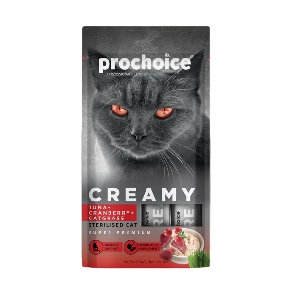 [P7000] Prochoice Creamy Ton Balık Turna Yemişli ve Kedi Çimli Sıvı Kedi Ödül Maması (1 Adet)