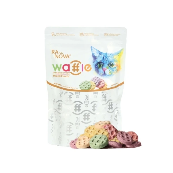 Ranova Karışık Lezzetli Dondurularak Kurutulmuş Waffle Kedi Ödül Maması