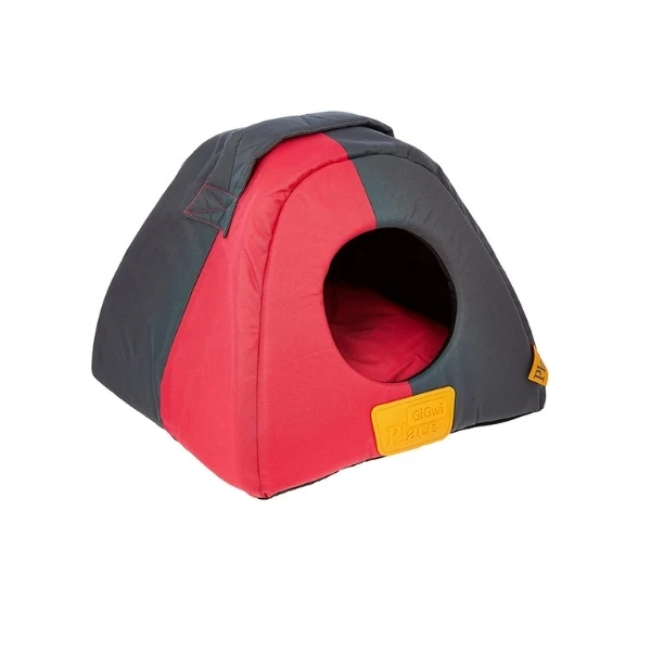 [PIGW-451] Gigwi Üçgen Kanvas Kumaş Kedi ve Küçük Irk Köpek Yatağı (Kırmızı/Siyah)