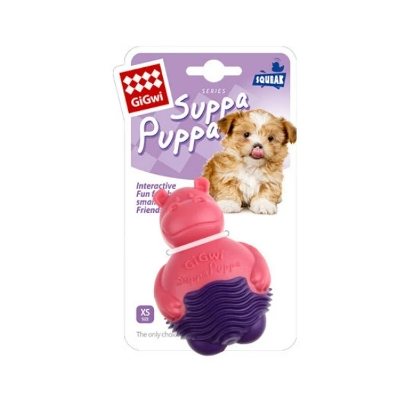 [PIGW-188] Gigwi Suppa Puppa Hipopotam Plastik Köpek Oyuncağı Pembe/Mor