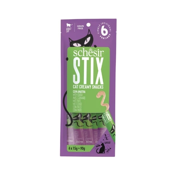 [230-25231360] Schesir Cat Stick Ördekli Sıvı Kedi Ödül Maması (1 Adet)