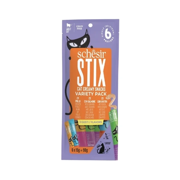 [230-25235060] Schesir Cat Stick Karışık Lezzetli Sıvı Kedi Ödül Maması (1 Adet)