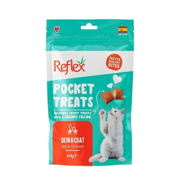 [RFT-040] Reflex Pocket Treats Deri ve Tüy Bakımı Destekleyici Kedi Ödül Maması (1 Adet)