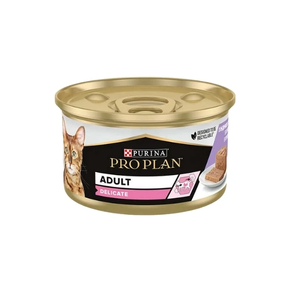 [12514185] Pro Plan Delicate Hindi Etli Yetişkin Konserve Kedi Maması (1 Adet)
