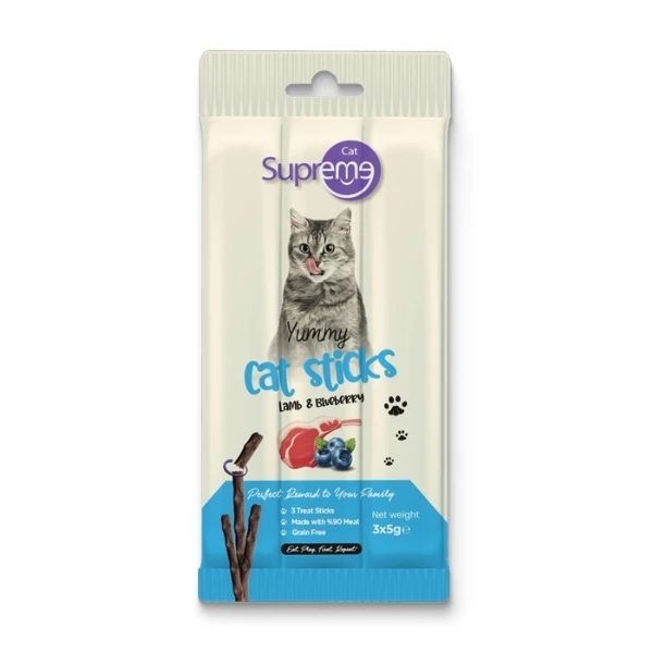 [8684207638048] Supreme Cat Kuzu Etli ve Yaban Mersinli Stick Kedi Ödül Maması (1 Adet)