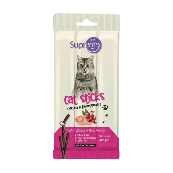 [8684207638024] Supreme Cat Tavuklu ve Narlı Stick Kedi Ödül Maması (1 Adet)