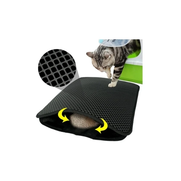 [36-AKS-VP-5614] Petpretty Elekli Kedi Tuvaleti Paspası (Siyah)