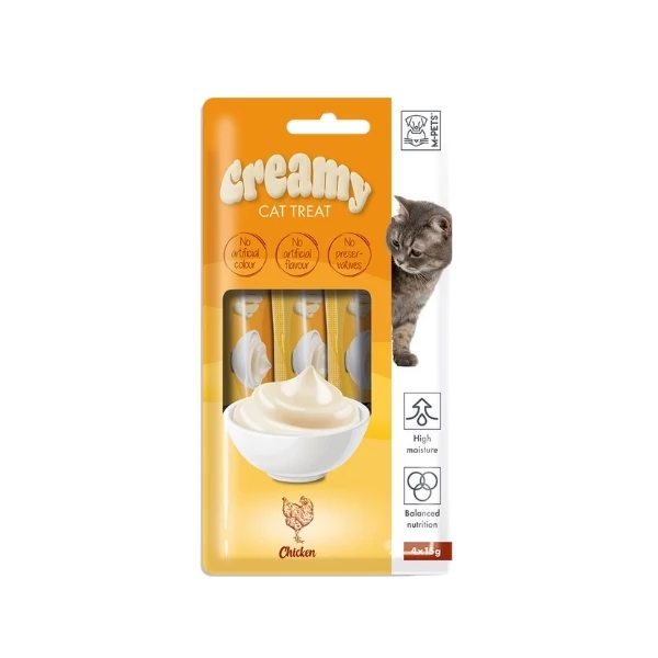 [08-07-MPE] M-Pets Creamy Tavuklu Sıvı Kedi Ödül Maması (4x15 Gr, 1 Adet)