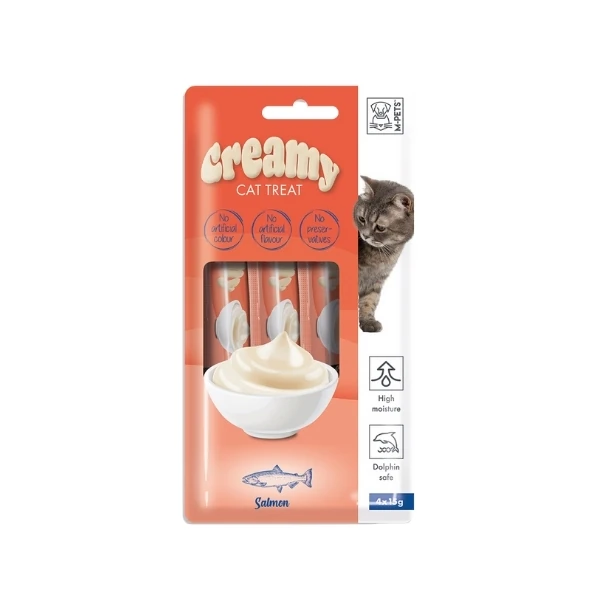 [08-06-MPE] M-Pets Creamy Somonlu Sıvı Kedi Ödül Maması (4x15 Gr, 1 Adet)
