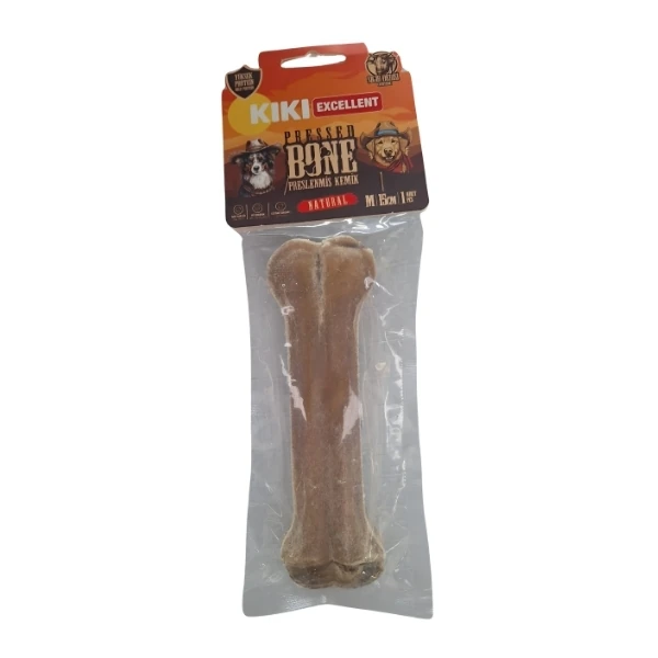 [NA15CM1] Kiki Excellent Sığır Derisinden Naturel Pres Kemik Köpek Ödülü (15 Cm)