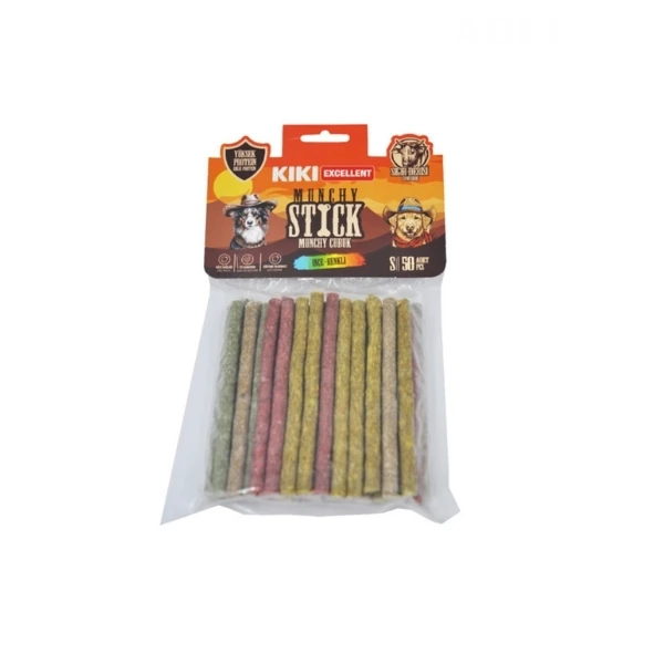 [INCE50MUNCHY] Kiki Excellent İnce Munchy Sığır Derisinden Çubuk Kemik Köpek Ödülü (50 Adet)