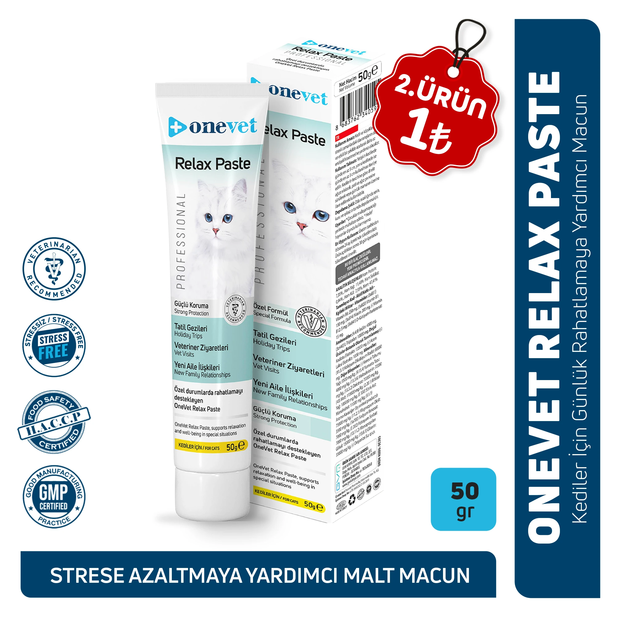 [OC303] OneVet Relax Paste Stres Ve Anksiyete Azaltıcı Kedi Maltı