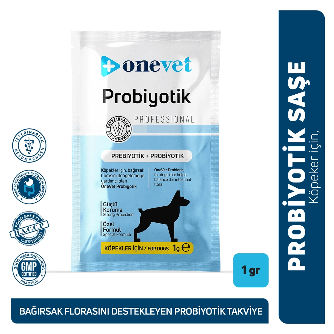 [OD111] OneVet Probiyotik Köpekler için Sindirim ve Bağışıklık Güçlendirici Saşe (1 Adet)