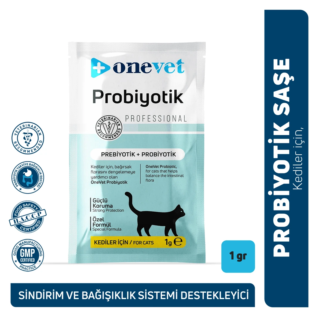 [OC111] OneVet Probiyotik Kediler için Sindirim ve Bağışıklık Güçlendirici Saşe (1 Adet)