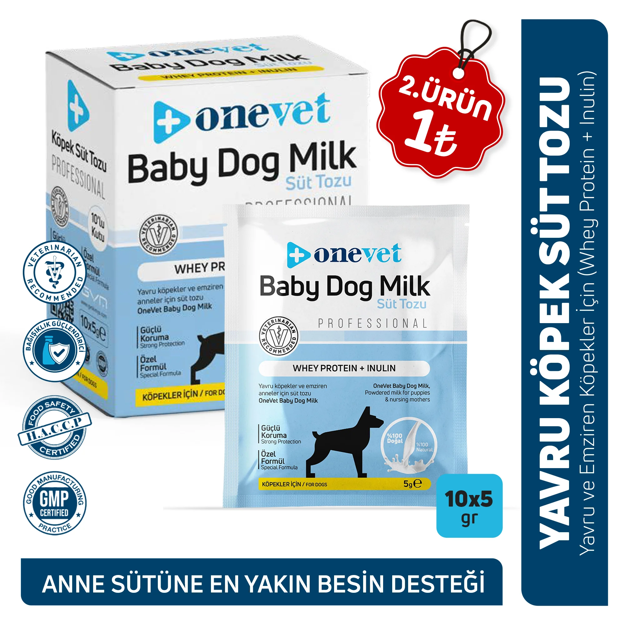OneVet Baby Dog Milk Sindirim ve Büyüme Destekleyici Yavru ve Anne Köpek Süt Tozu