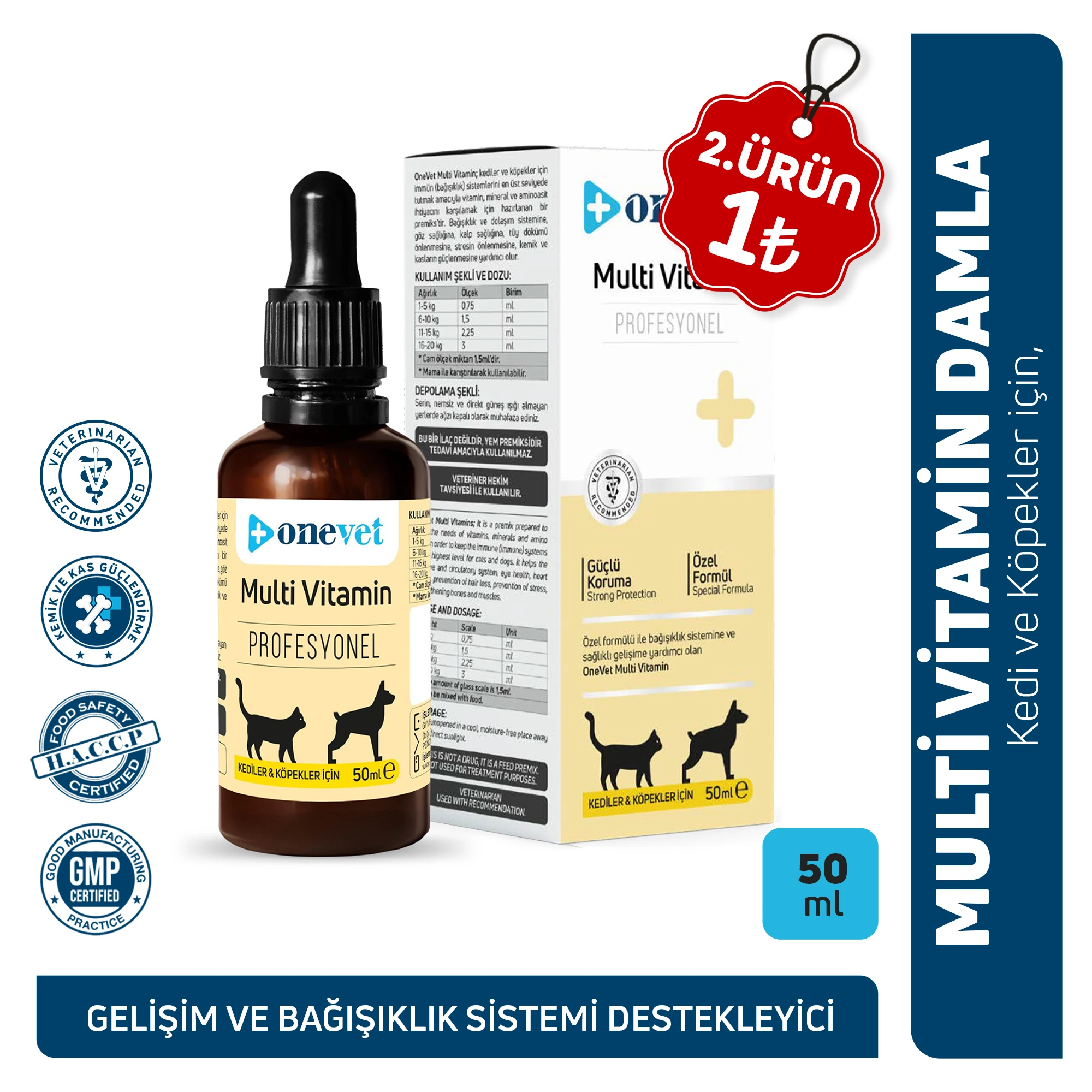 [OCD102] OneVet Multi Vitamin Kedi ve Köpekler İçin Gelişim ve Bağışıklık Destekleyici Damla