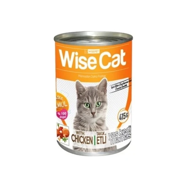 [8680853489775] Wise Cat Tavuklu Yetişkin Konserve Kedi Maması (1 Adet)